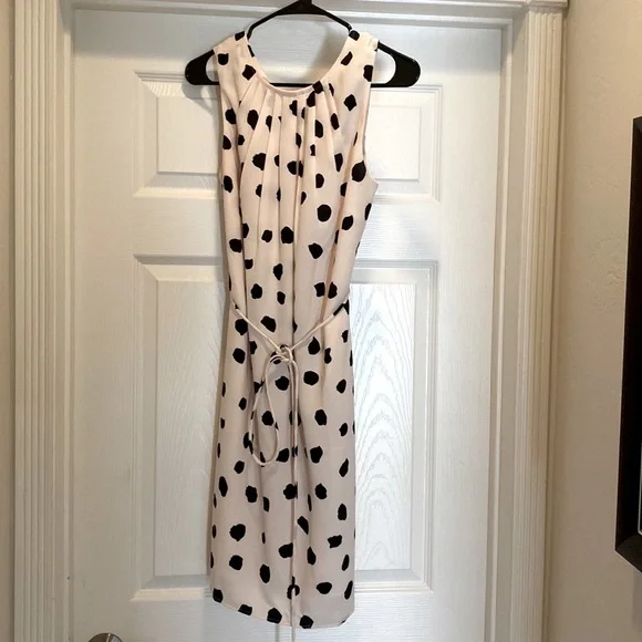 loft pink polka dot dress Worn x1 Ann Taylor Loft Polka Dot Balloon Sleeve Swing Mini Pink Dress  Viscose S
